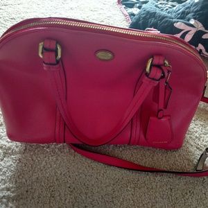 Like New Pink Coach purse with tan/pink wallet